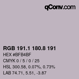 Color code: RGB 191.1 180.8 191 | qconv.com