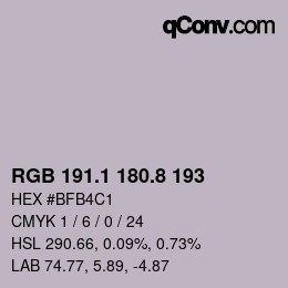 Color code: RGB 191.1 180.8 193 | qconv.com