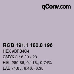 Color code: RGB 191.1 180.8 196 | qconv.com