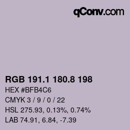 Color code: RGB 191.1 180.8 198 | qconv.com