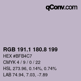 カラーコード: RGB 191.1 180.8 199 | qconv.com