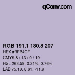 Color code: RGB 191.1 180.8 207 | qconv.com