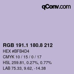 Color code: RGB 191.1 180.8 212 | qconv.com