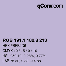 カラーコード: RGB 191.1 180.8 213 | qconv.com