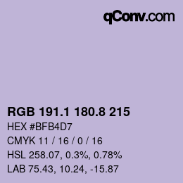 Color code: RGB 191.1 180.8 215 | qconv.com