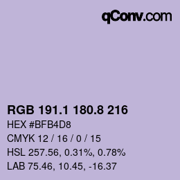 Color code: RGB 191.1 180.8 216 | qconv.com