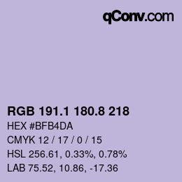 カラーコード: RGB 191.1 180.8 218 | qconv.com