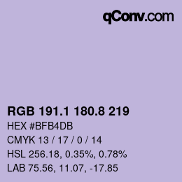 Color code: RGB 191.1 180.8 219 | qconv.com