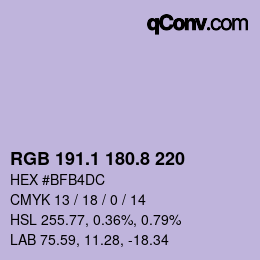Color code: RGB 191.1 180.8 220 | qconv.com