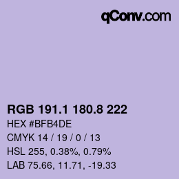 Color code: RGB 191.1 180.8 222 | qconv.com