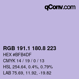 カラーコード: RGB 191.1 180.8 223 | qconv.com