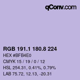Color code: RGB 191.1 180.8 224 | qconv.com