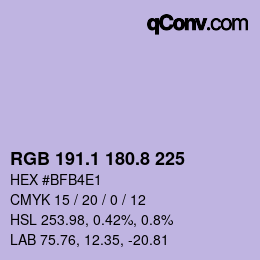 Color code: RGB 191.1 180.8 225 | qconv.com