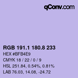 Color code: RGB 191.1 180.8 233 | qconv.com