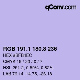 Color code: RGB 191.1 180.8 236 | qconv.com