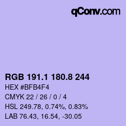 カラーコード: RGB 191.1 180.8 244 | qconv.com