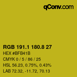 カラーコード: RGB 191.1 180.8 27 | qconv.com