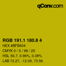 カラーコード: RGB 191.1 180.8 4 | qconv.com