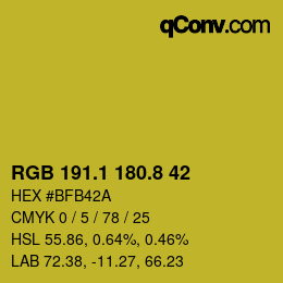 カラーコード: RGB 191.1 180.8 42 | qconv.com