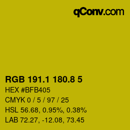 カラーコード: RGB 191.1 180.8 5 | qconv.com