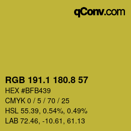 カラーコード: RGB 191.1 180.8 57 | qconv.com