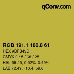 カラーコード: RGB 191.1 180.8 61 | qconv.com