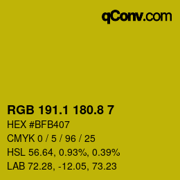カラーコード: RGB 191.1 180.8 7 | qconv.com