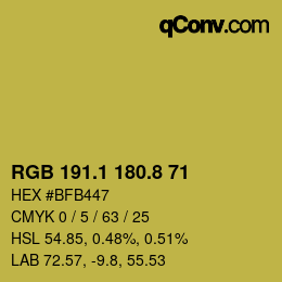 カラーコード: RGB 191.1 180.8 71 | qconv.com