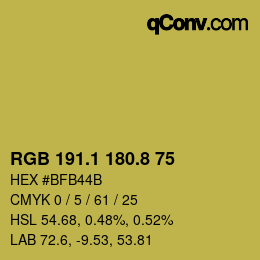 カラーコード: RGB 191.1 180.8 75 | qconv.com