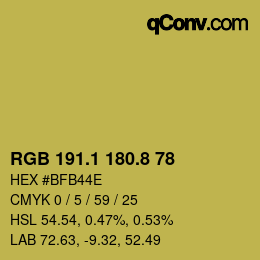 カラーコード: RGB 191.1 180.8 78 | qconv.com