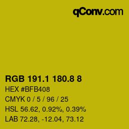 カラーコード: RGB 191.1 180.8 8 | qconv.com