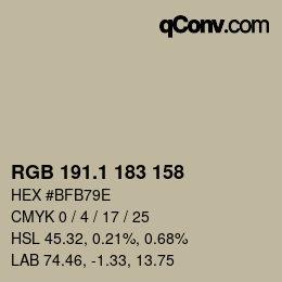 カラーコード: RGB 191.1 183 158 | qconv.com