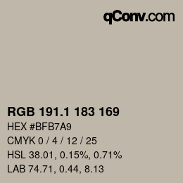 Color code: RGB 191.1 183 169 | qconv.com