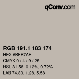カラーコード: RGB 191.1 183 174 | qconv.com
