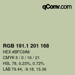 Color code: RGB 191.1 201 168 | qconv.com
