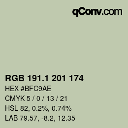 カラーコード: RGB 191.1 201 174 | qconv.com