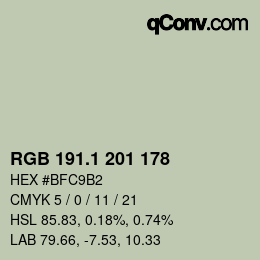 Farbcode: RGB 191.1 201 178 | qconv.com