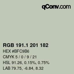 Color code: RGB 191.1 201 182 | qconv.com