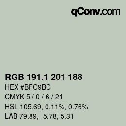 Color code: RGB 191.1 201 188 | qconv.com