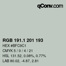 Color code: RGB 191.1 201 193 | qconv.com