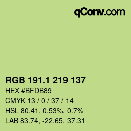 カラーコード: RGB 191.1 219 137 | qconv.com
