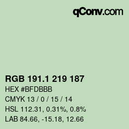 カラーコード: RGB 191.1 219 187 | qconv.com