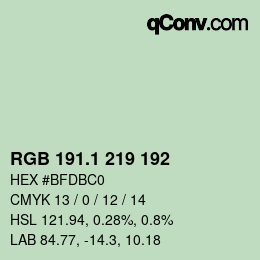 Color code: RGB 191.1 219 192 | qconv.com