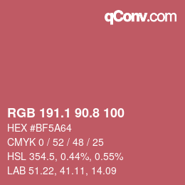 Color code: RGB 191.1 90.8 100 | qconv.com