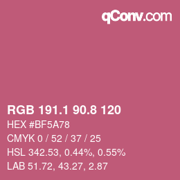 カラーコード: RGB 191.1 90.8 120 | qconv.com