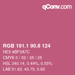 カラーコード: RGB 191.1 90.8 124 | qconv.com