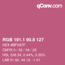 カラーコード: RGB 191.1 90.8 127 | qconv.com