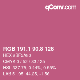 カラーコード: RGB 191.1 90.8 128 | qconv.com