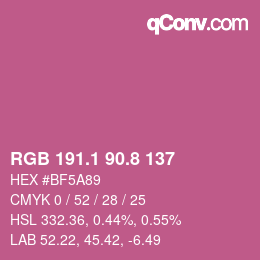 カラーコード: RGB 191.1 90.8 137 | qconv.com