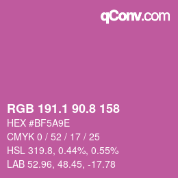 カラーコード: RGB 191.1 90.8 158 | qconv.com